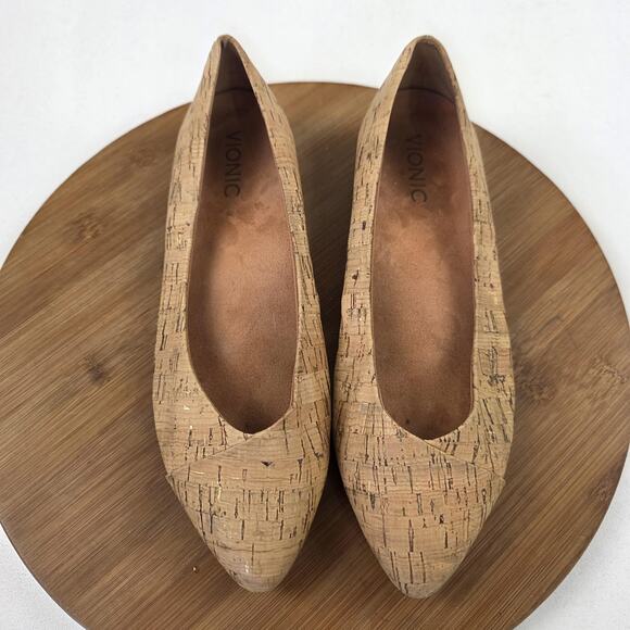Vionic Shoes Womens Size 7 Cork Pointed Toe Flats Slip-On Orthotic Comfort - Picture 4 of 14